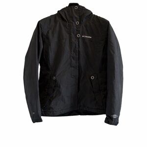 Columbia Omni-Tech Waterproof Rain Jacket Women’s Size L Black Hooded